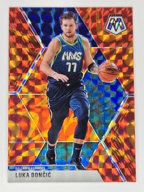 Luka Dončić Reactive Oragne Prizm Mosiac Panini Basketball Card Luka Doncic